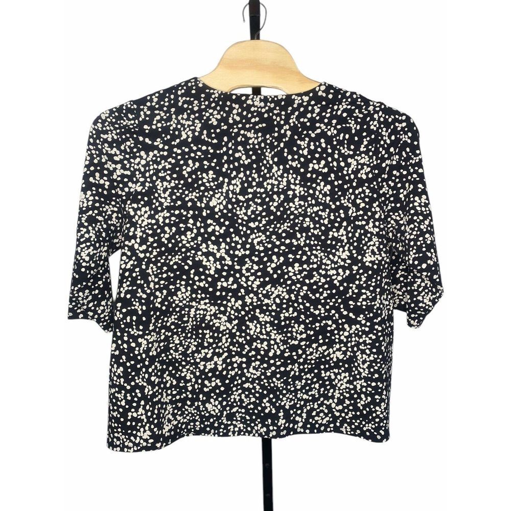 J. Jill blouse size 2XL navy‎ blue white polka dots 3/4 sleeve Forward seam tee - Picture 4 of 5